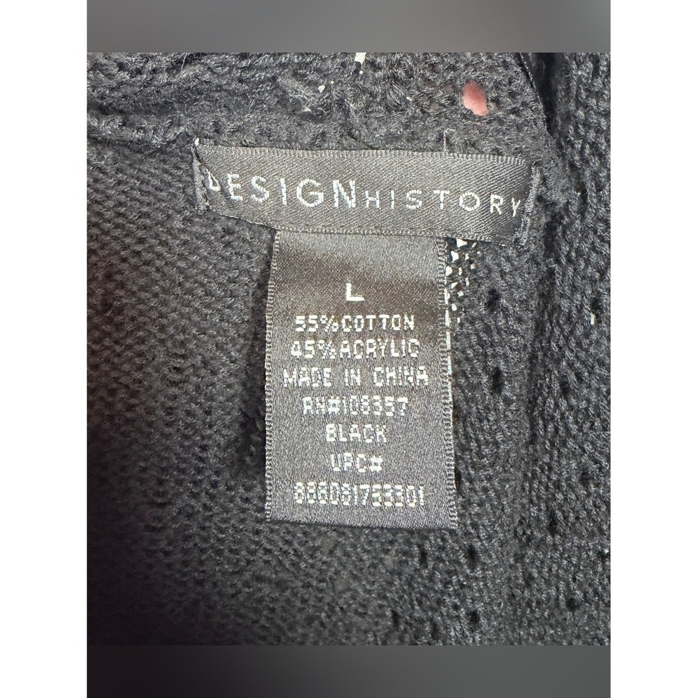 DESIGN HISTORY NWOT Black Cotton Blend Waterfall Front Cardigan, Large - Picture 8 of 9